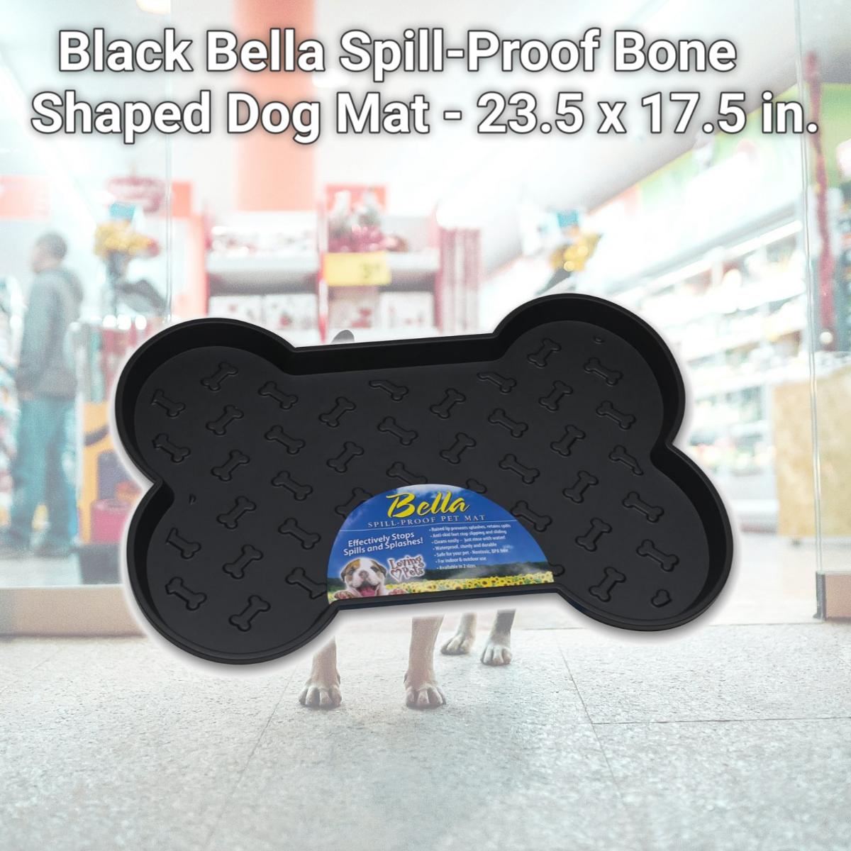 Picture of Loving Pets Products LP7357 Black Bella Spill-Proof Bone Shaped Dog Mat - 23.5 x 17.5 in.