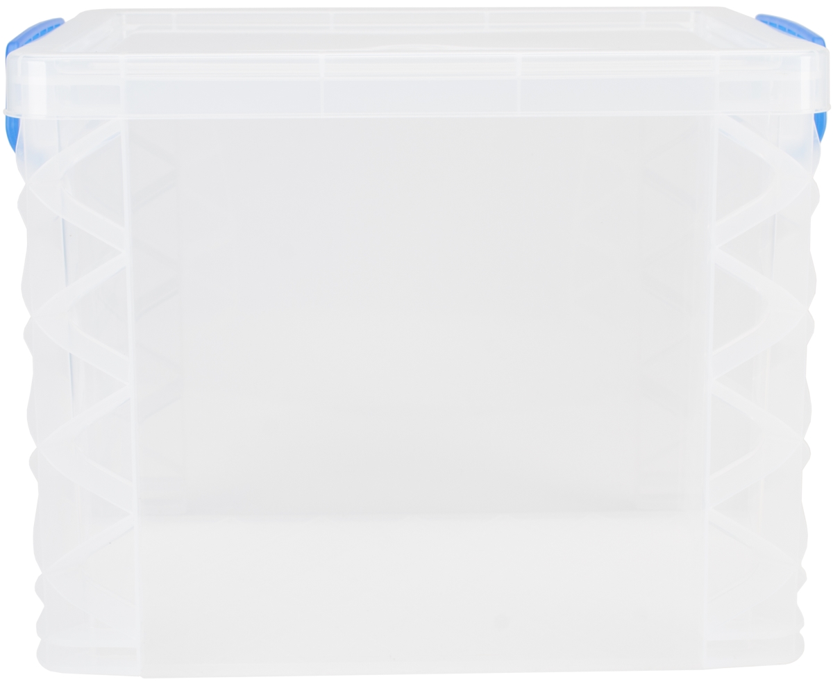 Storage Studios Super Stacker File Box, 14.5 x 10.5 x 11.25 in. Clear & Blue Handles