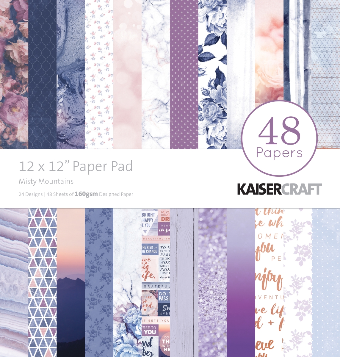 Kaisercraft PP246 12 x 12 in. Misty Mountains Paper Pad