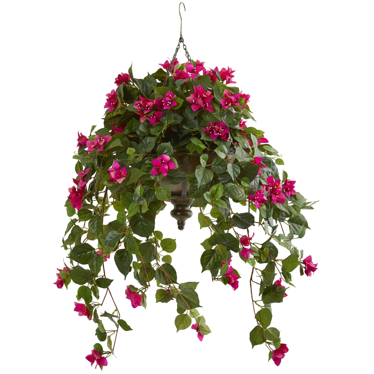 Picture of Nearly Natural 8622-BU 37 in. Bougainvillea Artificial Plant in Hanging Metal Bowl - Beauty