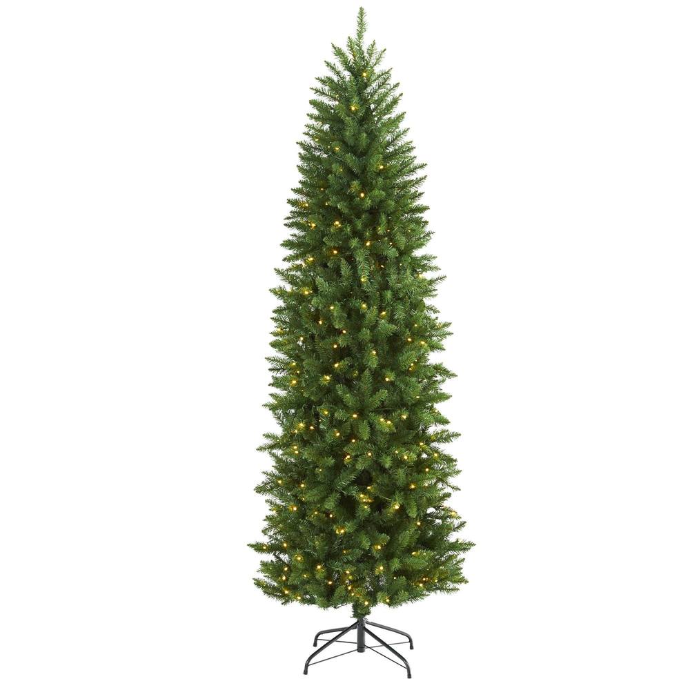 6.5 ft. Slim Green Mountain Pine Artificial Christmas Tree with 300 Clear LED Lights -  TistheSeason, TI3663109