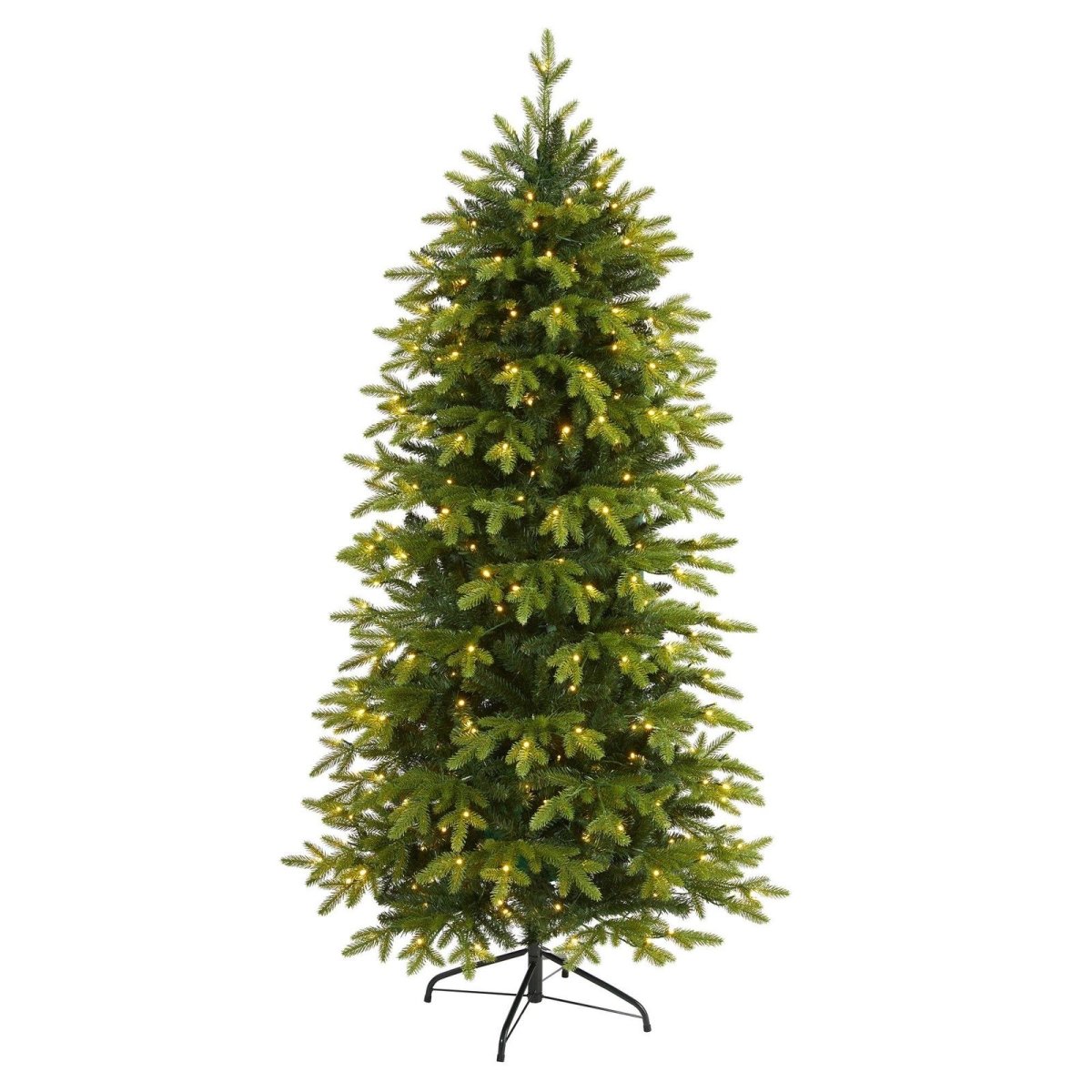 6 ft. Belgium Fir Natural Look Artificial Christmas Tree with 300 Clear LED Lights - Green 6ft -  TistheSeason, TI3081260