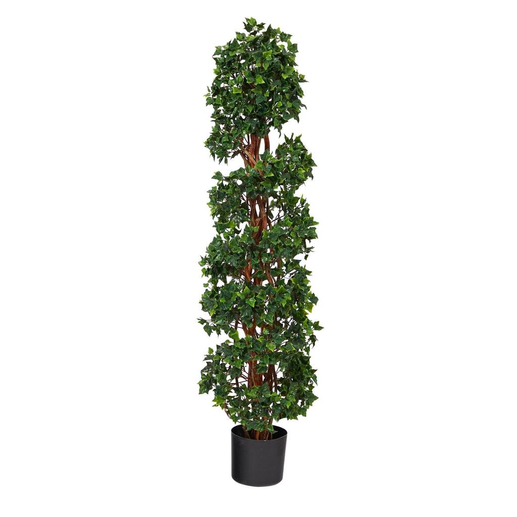 Picture of Nearly Natural T1554 4.5 ft. English Ivy Spiral Topiary Artificial Tree with Natural Trunk UV Resistant