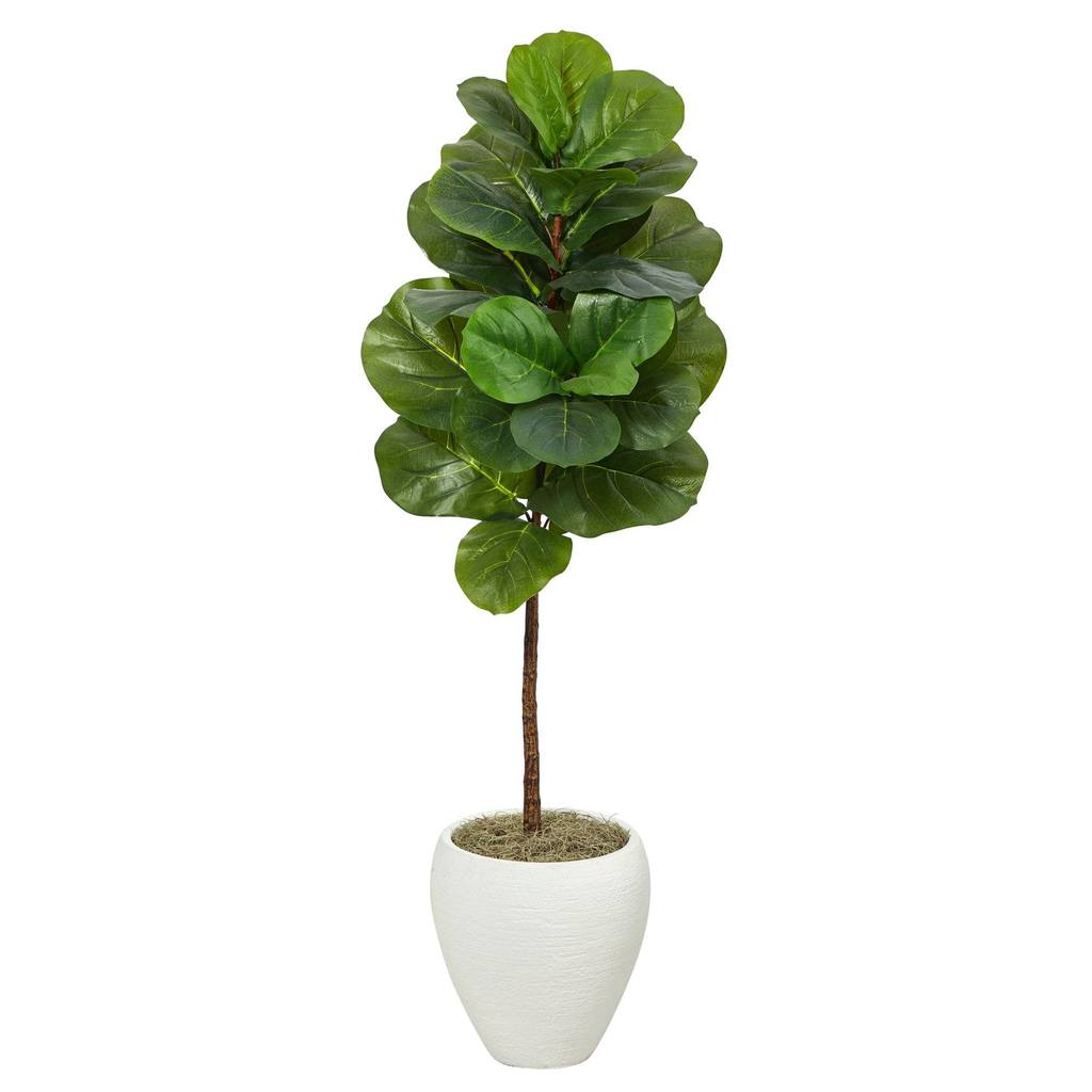 Picture of Nearly Natural T2114 52 in. Fiddle Leaf Artificial Tree with Planter&#44; White
