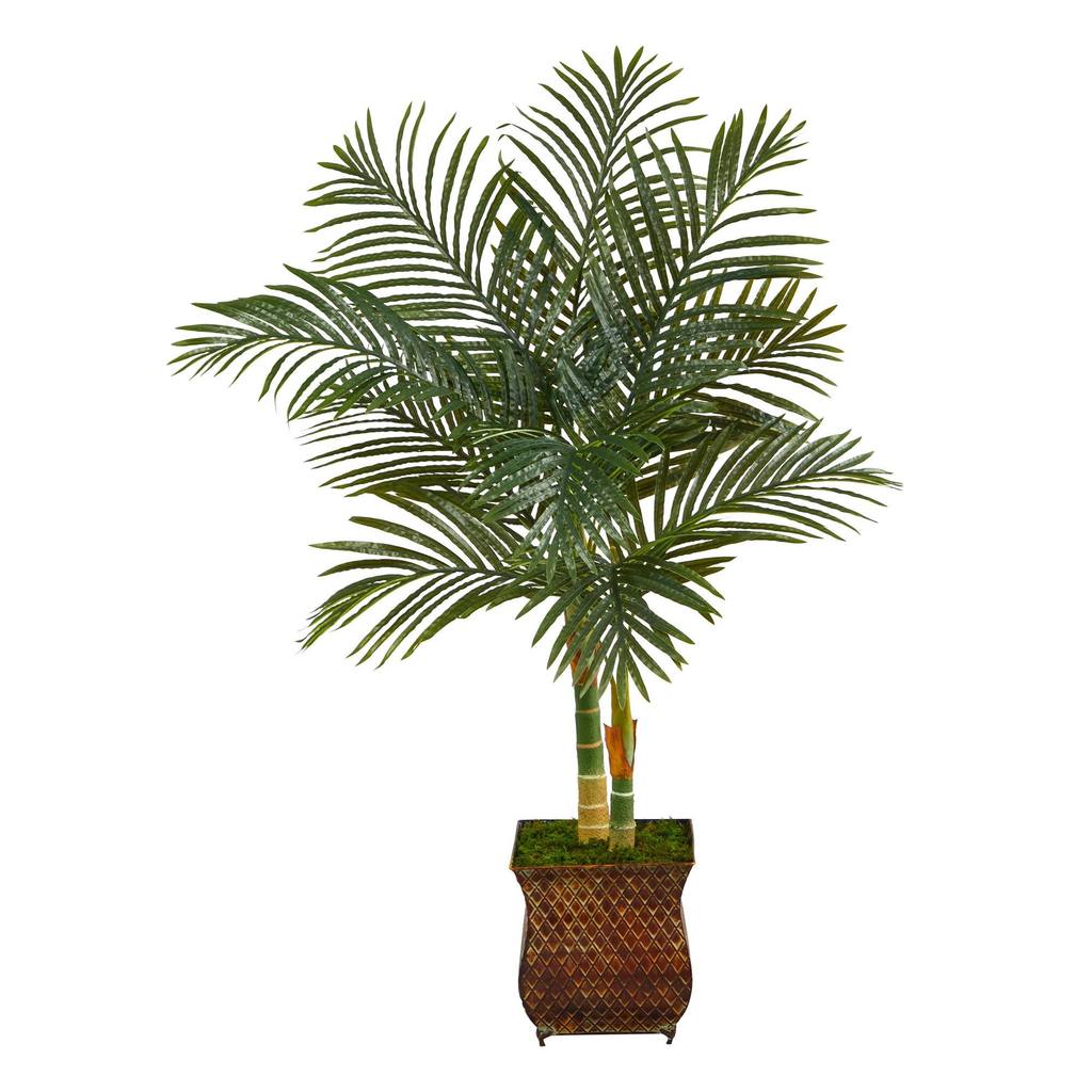 Picture of Nearly Natural T2213 50 in. Golden Cane Artificial Palm Tree with Metal Planter
