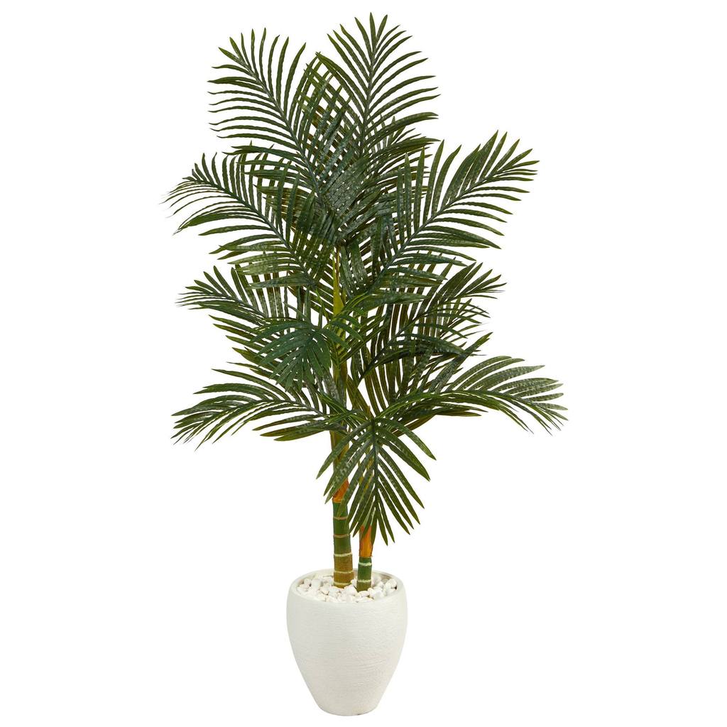 Picture of Nearly Natural T2222 5.5 ft. Golden Cane Artificial Palm Tree with Planter&#44; White