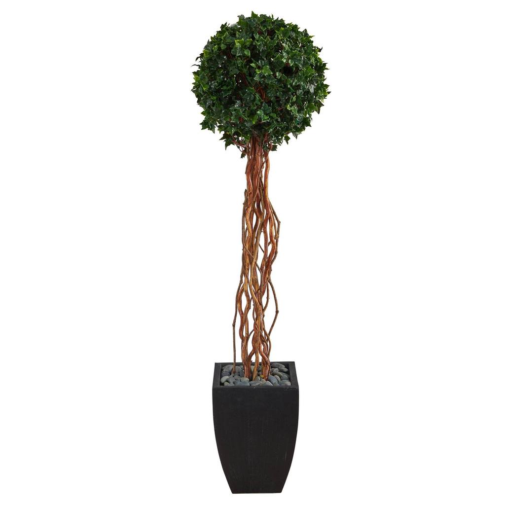 Picture of Nearly Natural T2231 64 in. English Ivy Single Ball Artificial Topiary Tree with Planter UV Resistant&#44; Black