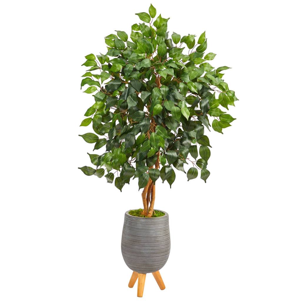 Picture of Nearly Natural T2474 4 ft. Ficus Artificial Tree with Planter & Stand&#44; Gray