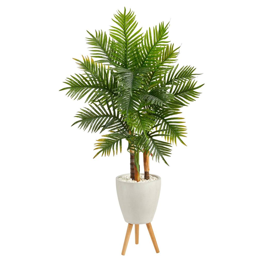Picture of Nearly Natural T2485 63 in. Areca Artificial Palm Tree with Planter & Stand&#44; White