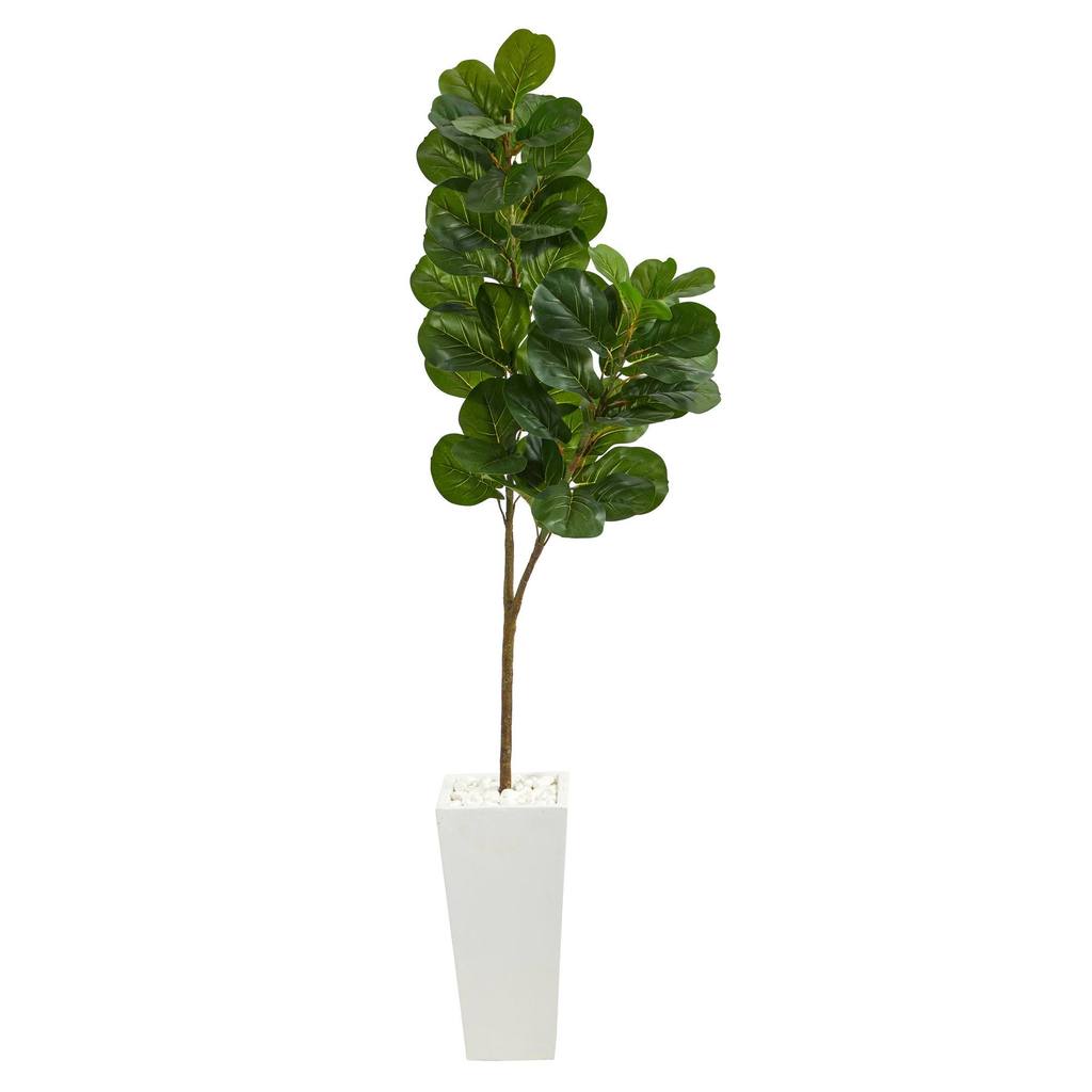 Picture of Nearly Natural T2499 6 ft. Fiddle Leaf Fig Artificial Tree with Tall White Planter