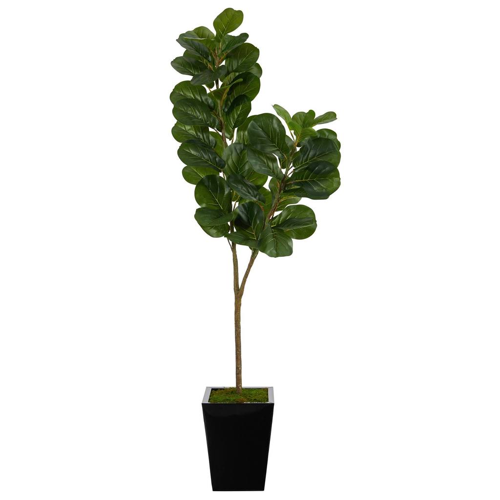 Picture of Nearly Natural T2501 68 in. Fiddle Leaf Fig Artificial Tree with Metal Planter&#44; Black