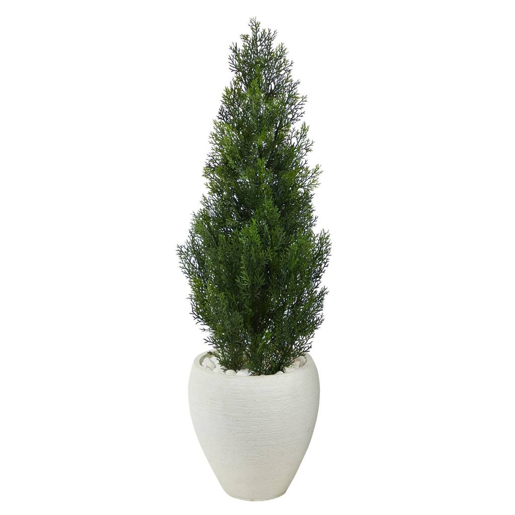 Picture of Nearly Natural T2526 3.5 ft. Mini Cedar Artificial Pine Tree with Planter UV Resistant&#44; White