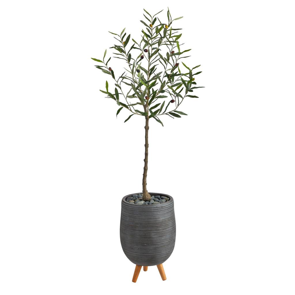 Picture of Nearly Natural T2548 4.5 ft. Olive Artificial Tree with Planter & Stand&#44; Gray
