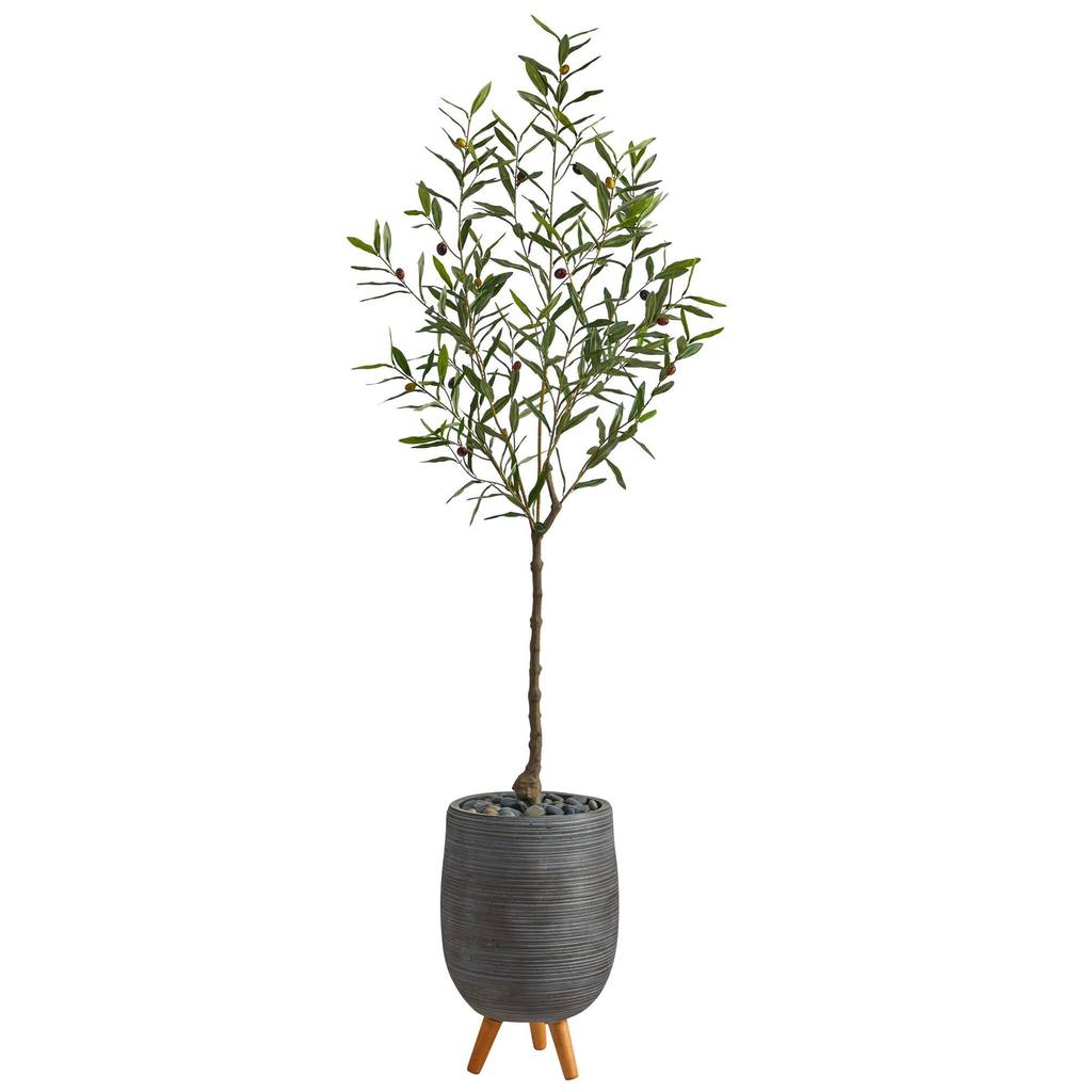 Picture of Nearly Natural T2554 70 in. Olive Artificial Tree with Planter & Stand&#44; Gray