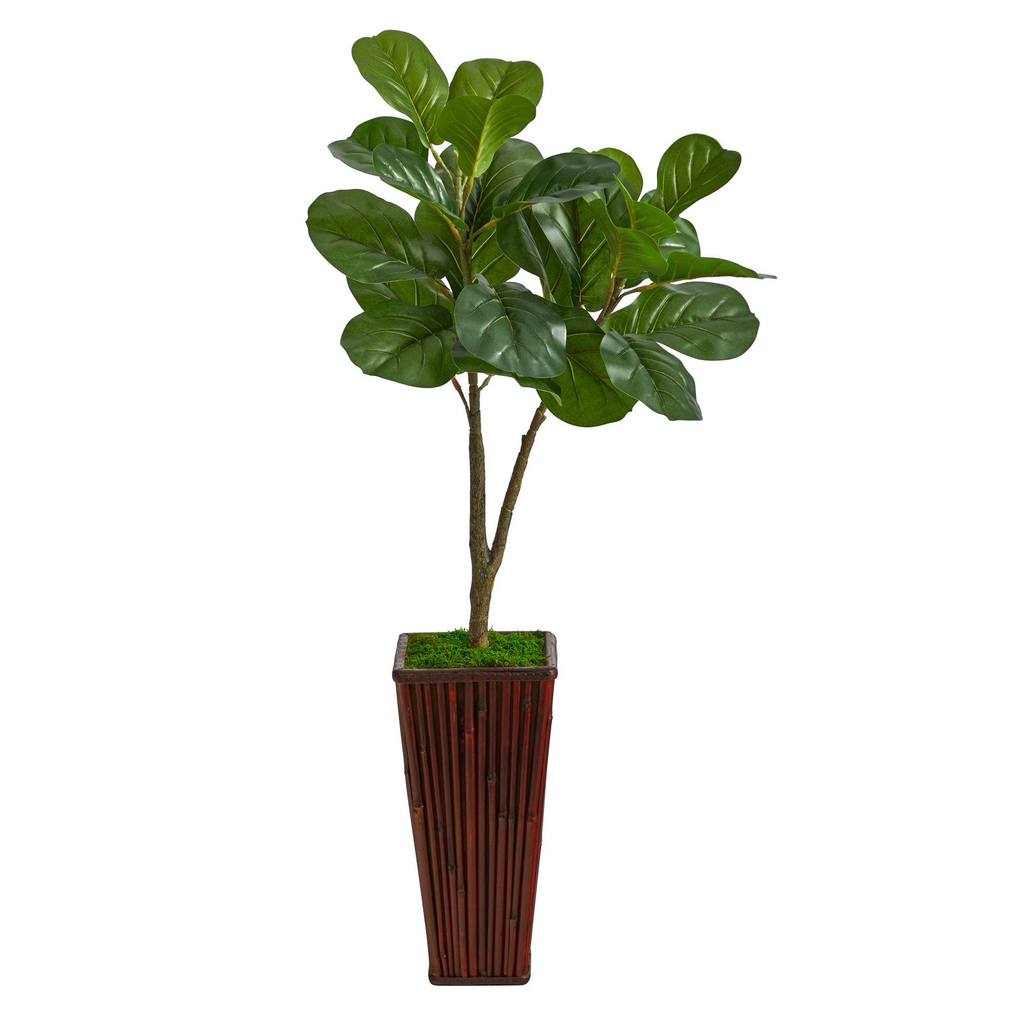 Picture of Nearly Natural T2572 39 in. Fiddle Leaf Fig Artificial Tree with Bamboo Planter