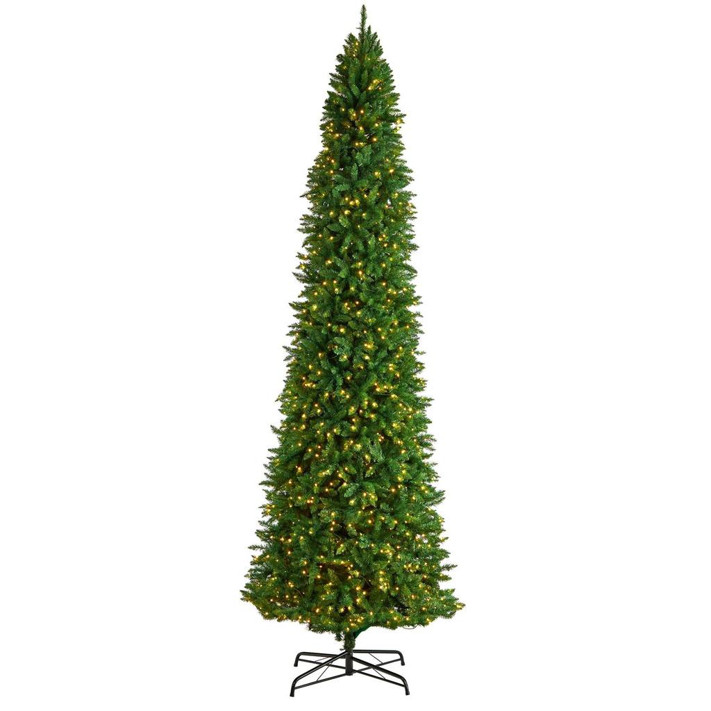 12ft Slim Green Mountain Pine Artificial Christmas Tree - Clear LED Lights & 3235 Tips -  TistheSeason, TI3661123