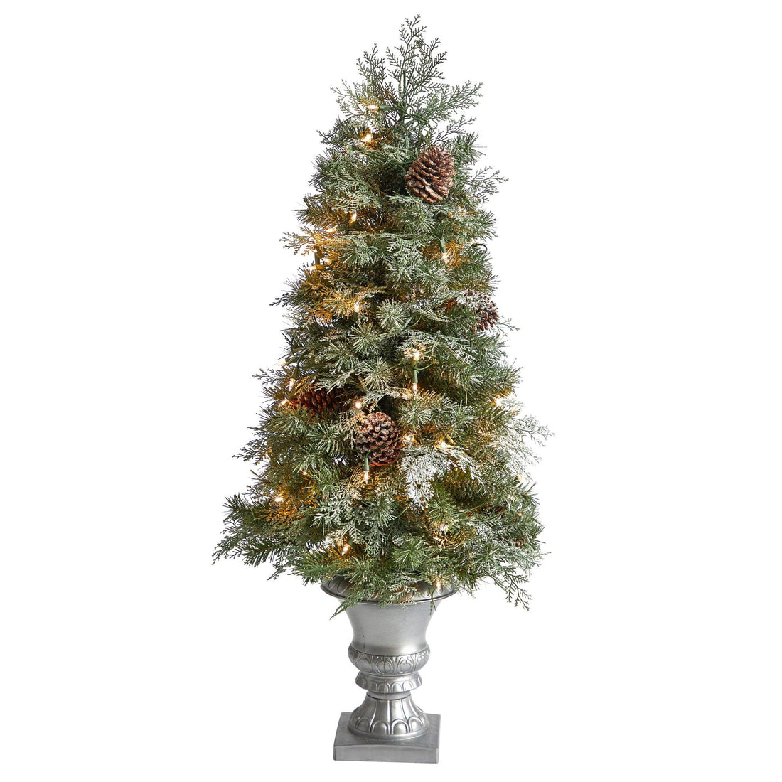 Picture of Nearly Natural T3324 4 ft. English Pine Xmas Tree in Urn with 413 Tips & 100 LED Lights