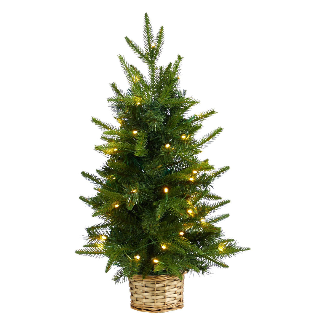 Picture of Nearly Natural T3325 2 ft. Christmas Tree with 35 Clear LED Lights in Decorative Basket