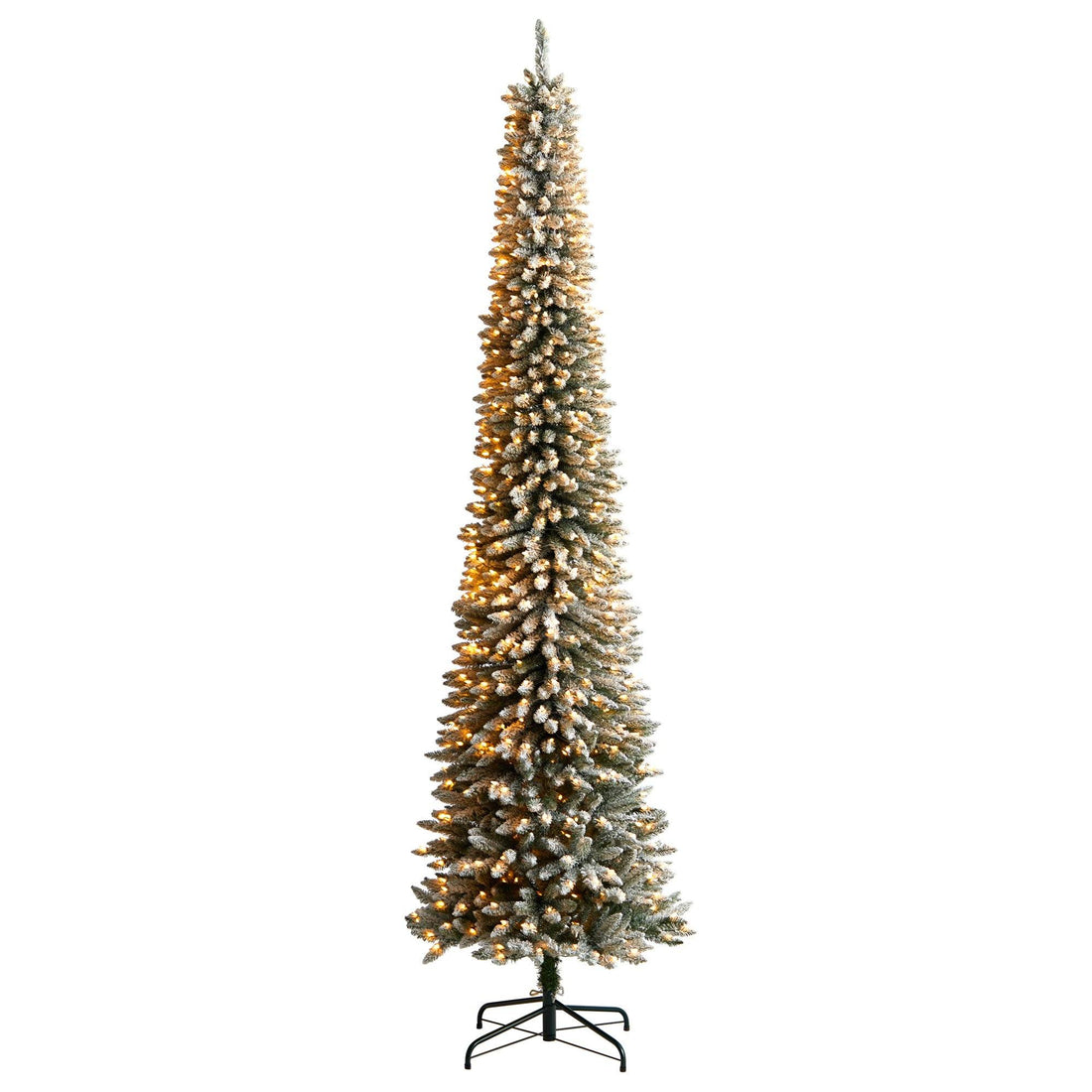 Picture of Nearly Natural T3331 10 ft. Flocked Pencil Artificial Christmas Tree with 700 Clear