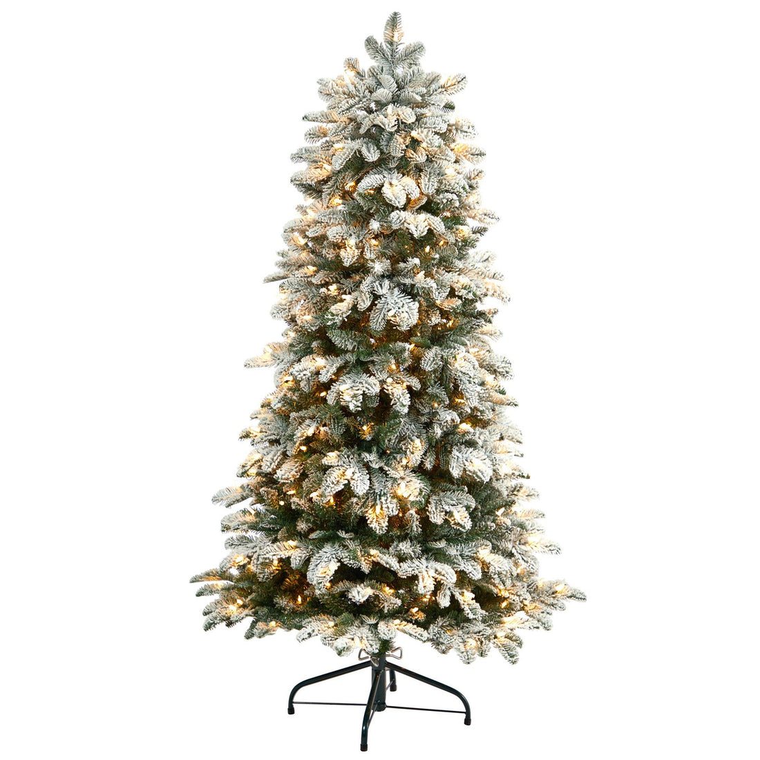 Picture of Nearly Natural T3335 5 ft. Flocked North Carolina Fir Christmas Tree with 350 LED Lights