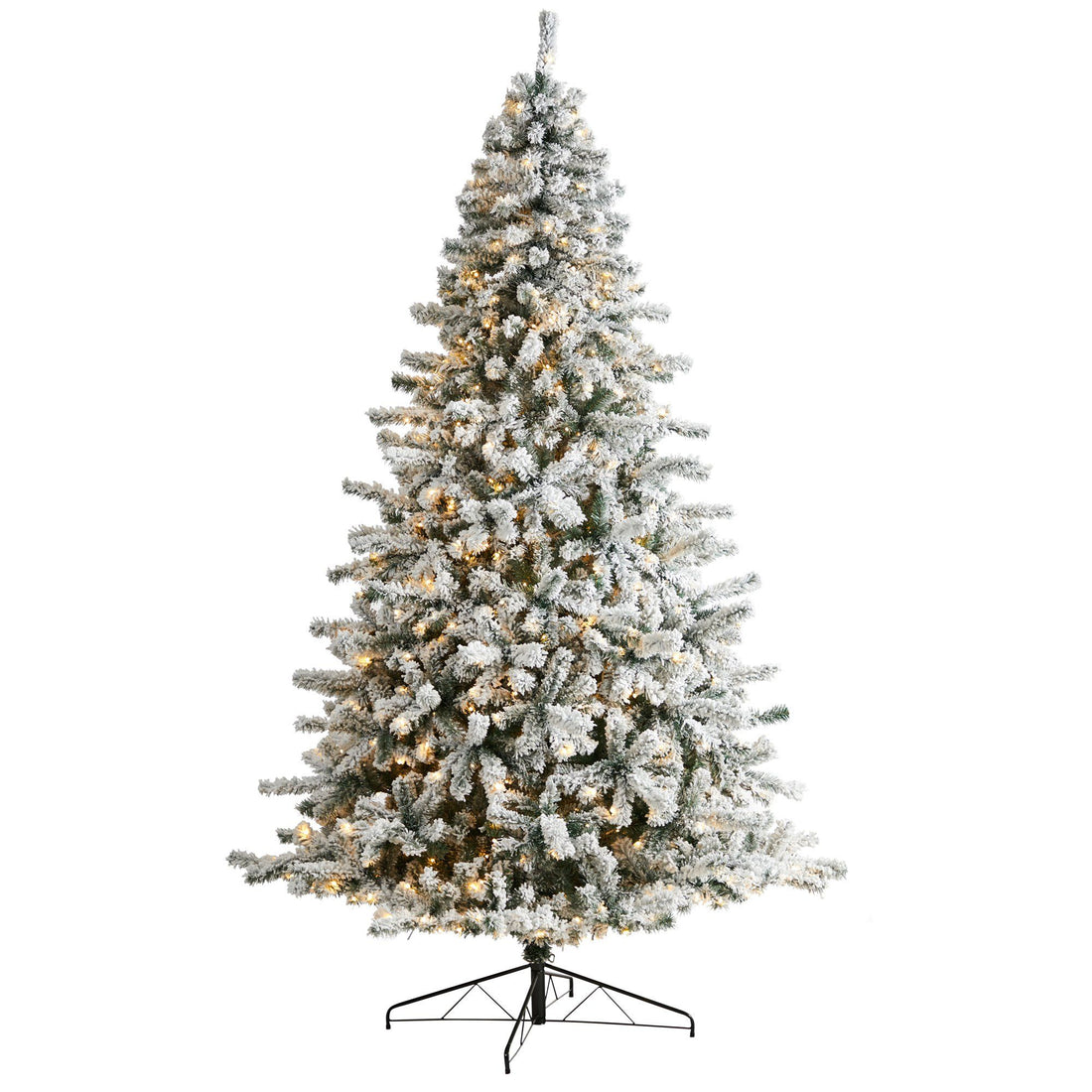 Picture of Nearly Natural T3383 10 ft. Flocked Rock Springs Spruce Christmas Tree with 800 LED Lights