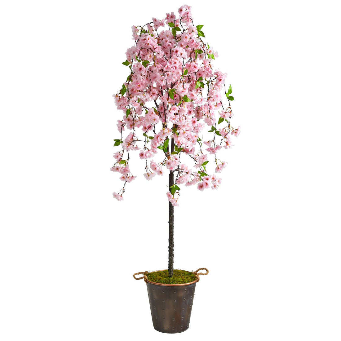 Picture of Nearly Natural T2586 6 ft. Cherry Blossom Tree in Decorative Metal Pail with Rope