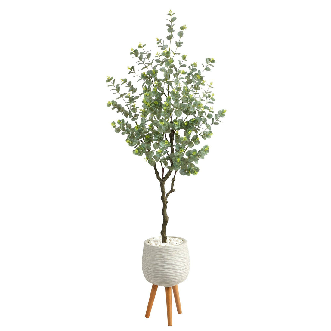 Picture of Nearly Natural T2594 70 in. Eucalyptus Artificial Tree in White Planter with Stand