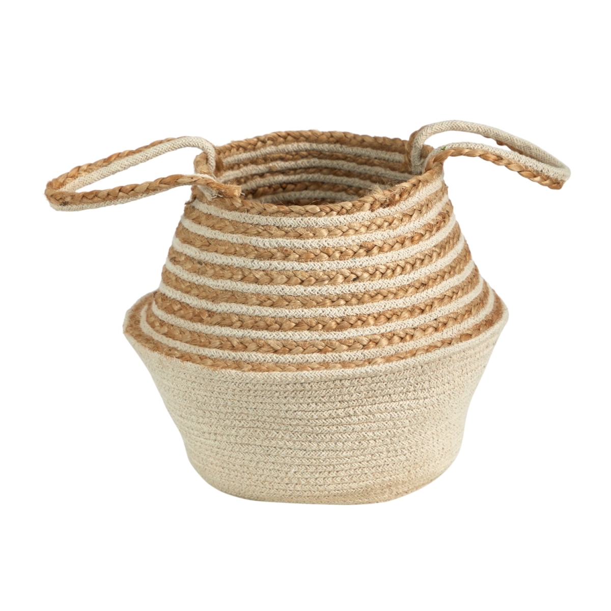Picture of Nearly Natural 0357-S1 14 in. Boho Chic Belly Basket Natural Jute & Cotton Stripped - Multi Color
