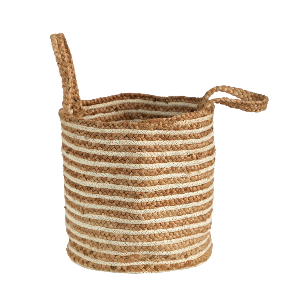 Picture of Nearly Natural 0358-S1 14 in. Boho Chic Basket Cotton & Jute Stripe with Handles - Multi Color