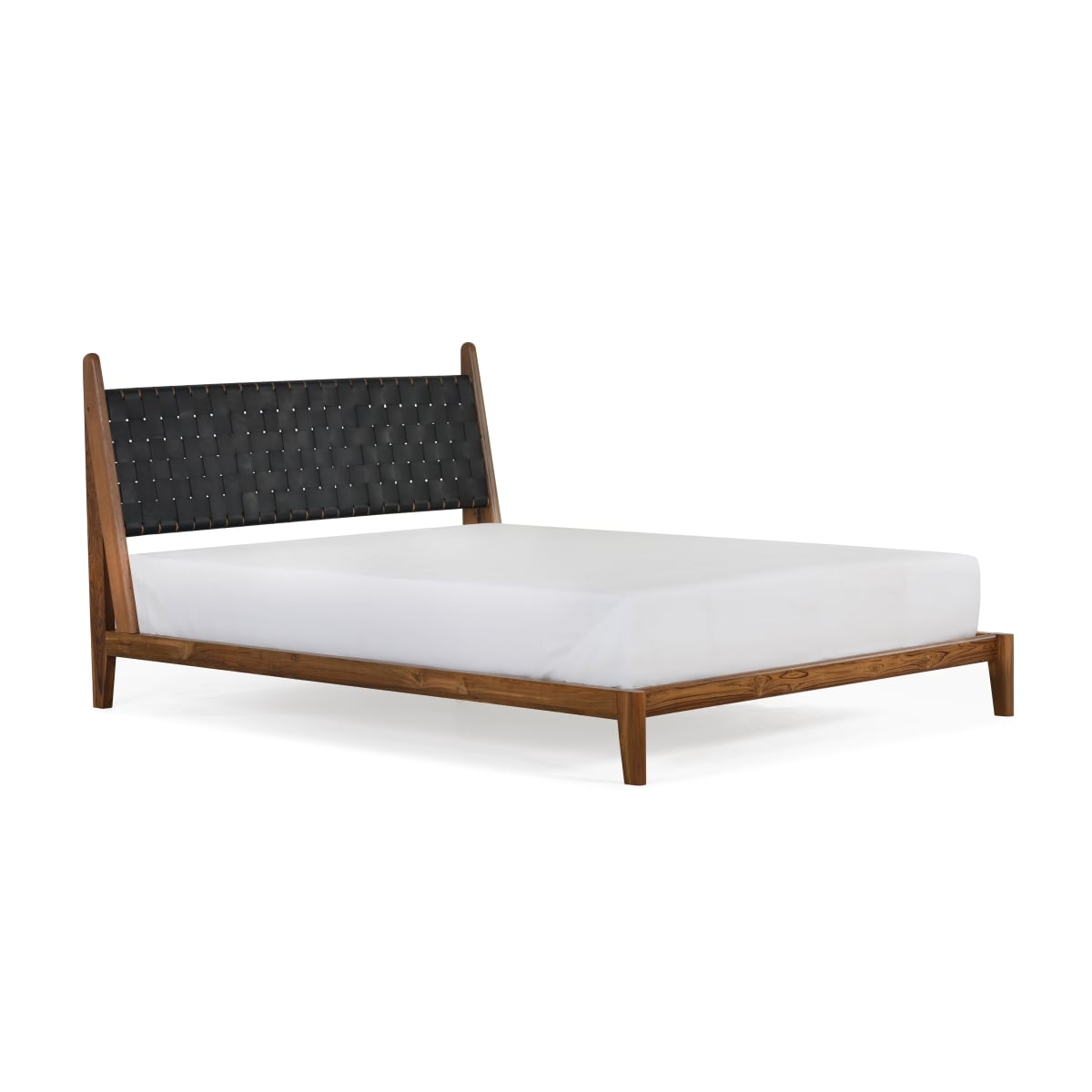 BDM00061 89.5 in. Cove Leather Bed, Black - King Size