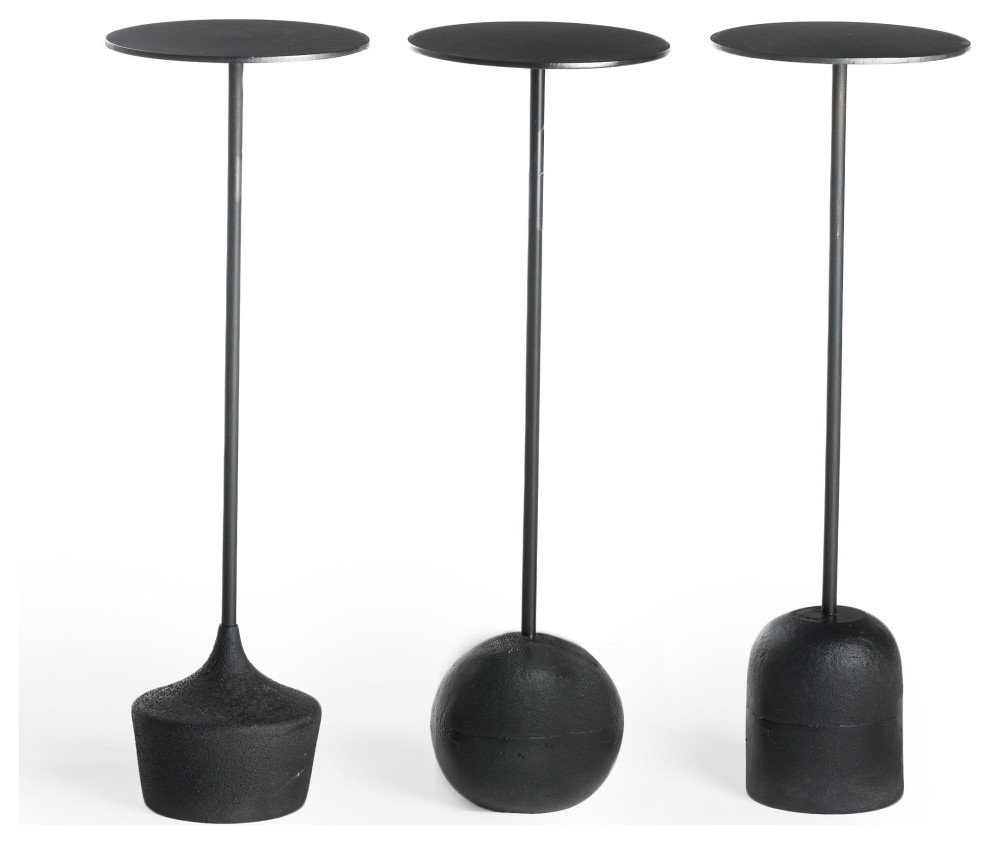 LVR00272 24 in. Cannon Drink Table, Charcoal - Set of 3