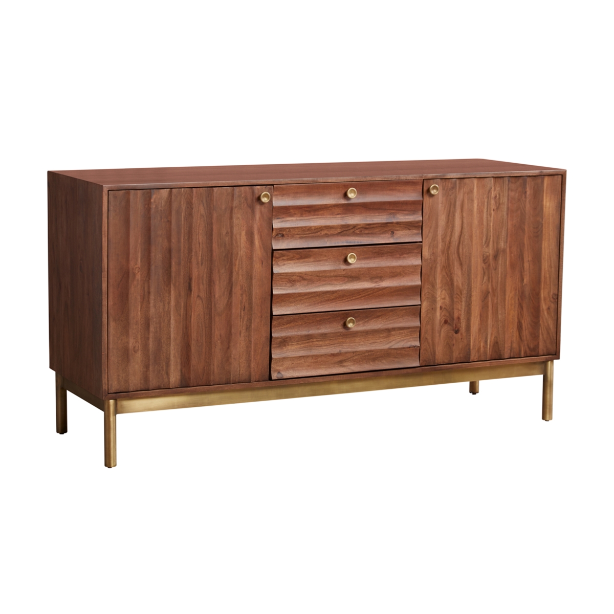 LVR00326 62 in. Groove Sideboard, Antique Brass