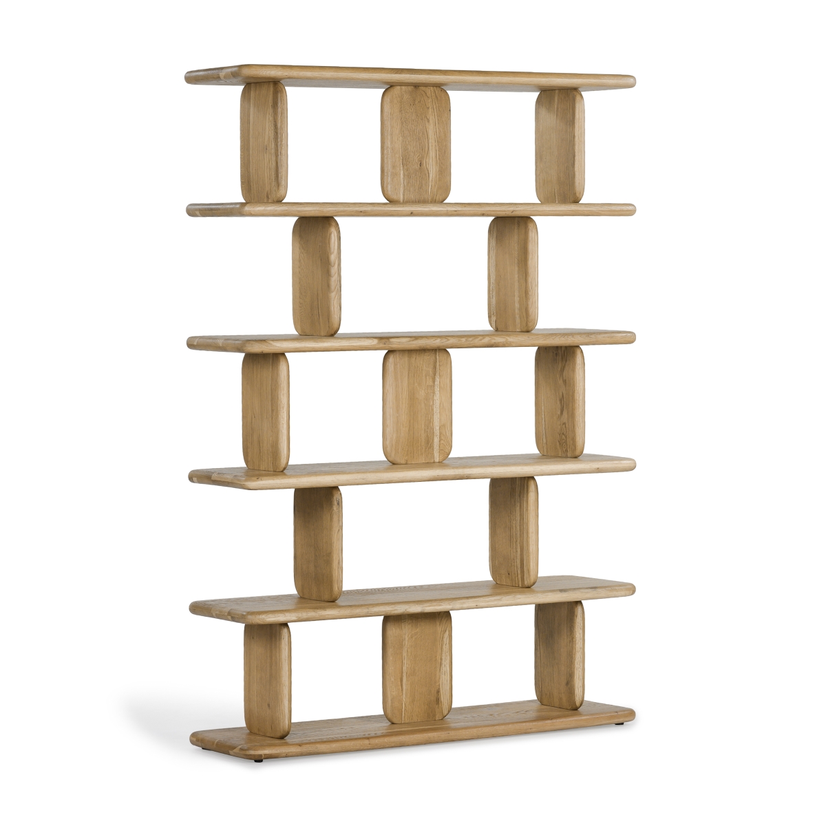 Laura Rustic Lodge Brown Oak Wood Round Edge Shelving Bookcase