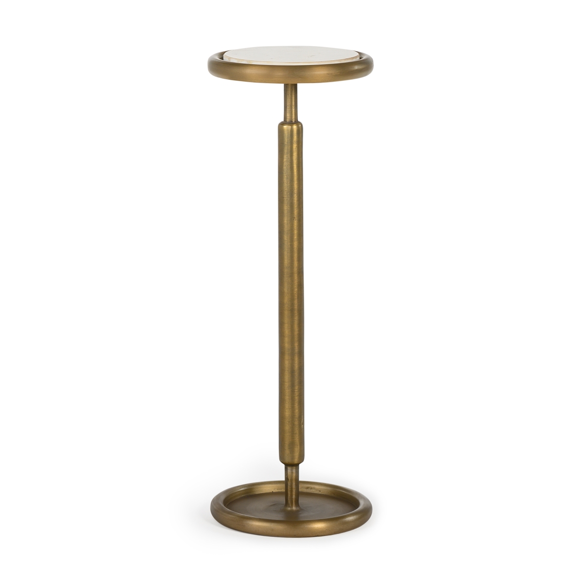 Rizza Industrial Loft White Marble Top Brass Aluminum Drink Table