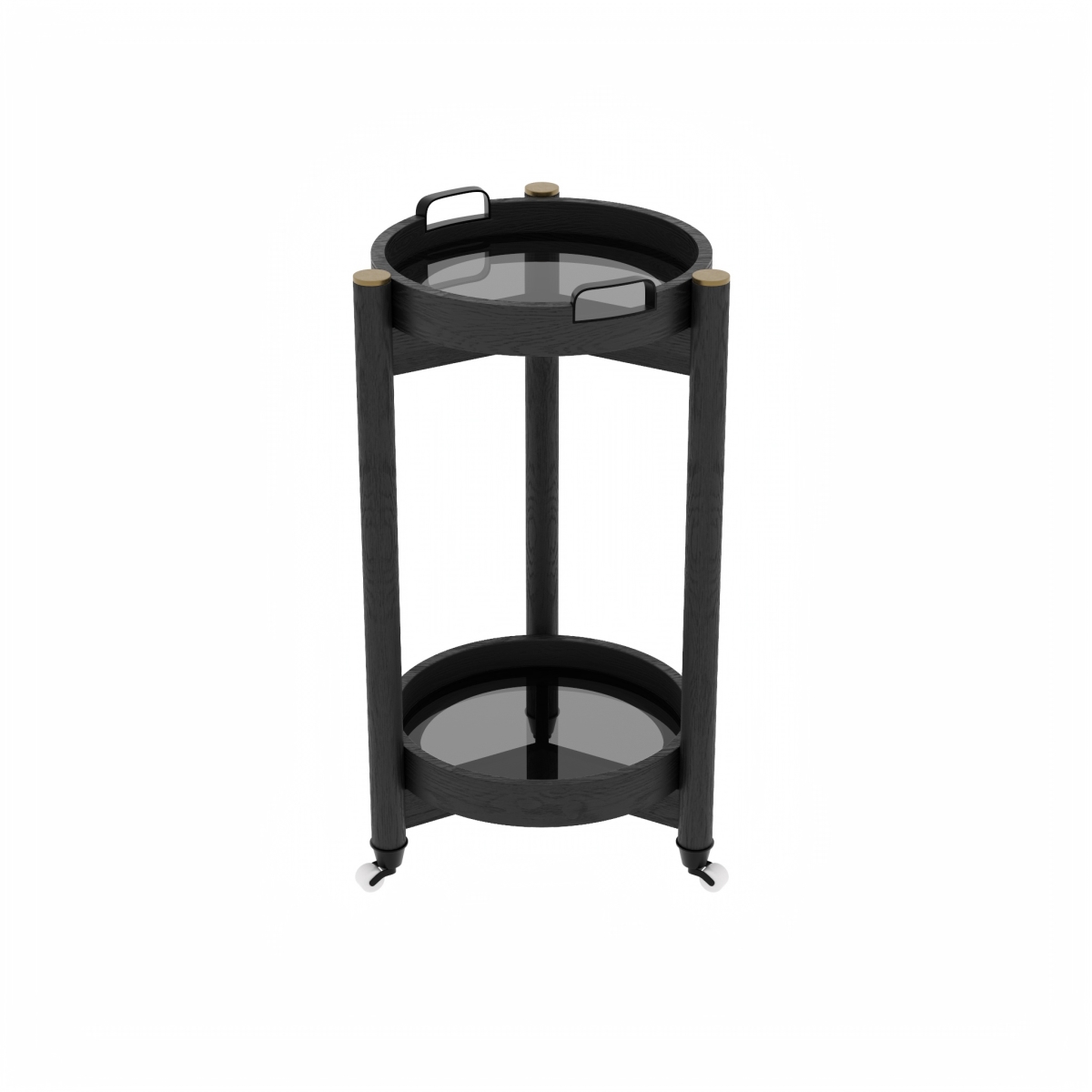 DIN00236 30 in. Trio Round Bar Cart, Charcoal