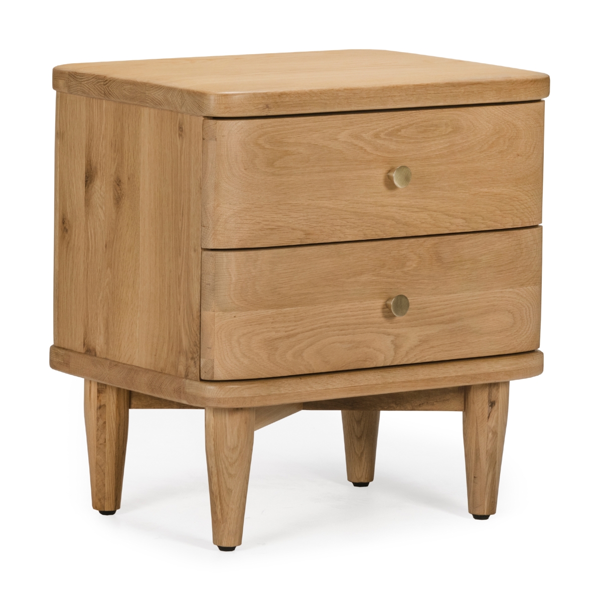 William Mid Century Modern Brown Oak Wood 2 Drawer Nightstand