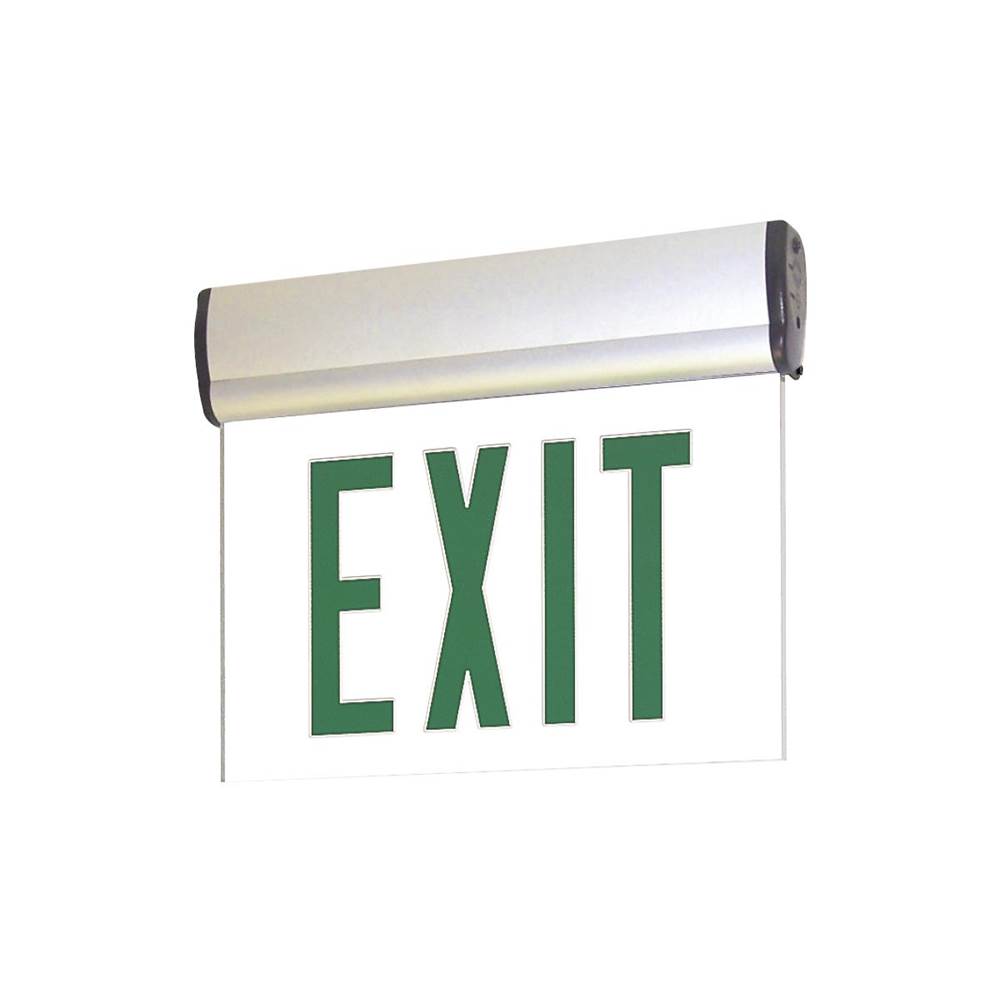 Nora Lighting  AC Adjustable LED Edge-Lit Mirrored Panel Single Face Exit Sign, Green & Aluminum