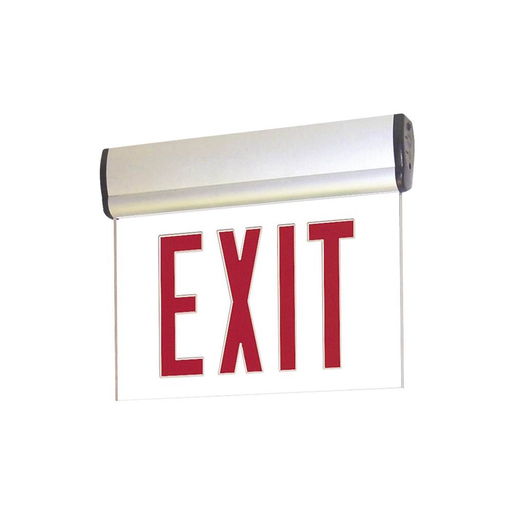 Nora Lighting  Adjustable Battery Backup LED Edge-Lit Mirrored Panel Single Face Exit Sign, Green & Aluminum