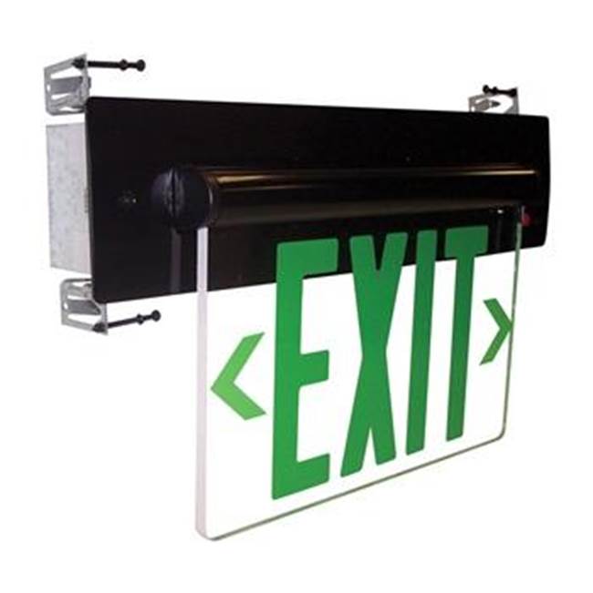 Nora Lighting  AC Recessed Adjustable LED Edge-Lit Mirrored Panel Double Face Exit Sign, Red & White