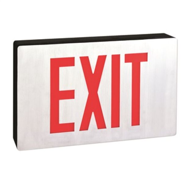 Picture of Nora Lighting NX-606-LED-R Die-Cast LED Exit Sign with Battery Backup & Single-Faced Aluminum - Red Letters - Black Housing