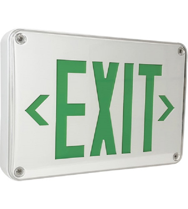 Picture of Nora Lighting NX-617-LED-R-CC LED Self-Diagnostic Wet & Cold Location Exit Sign with Battery Backup&#44; White Housing with Green Letters