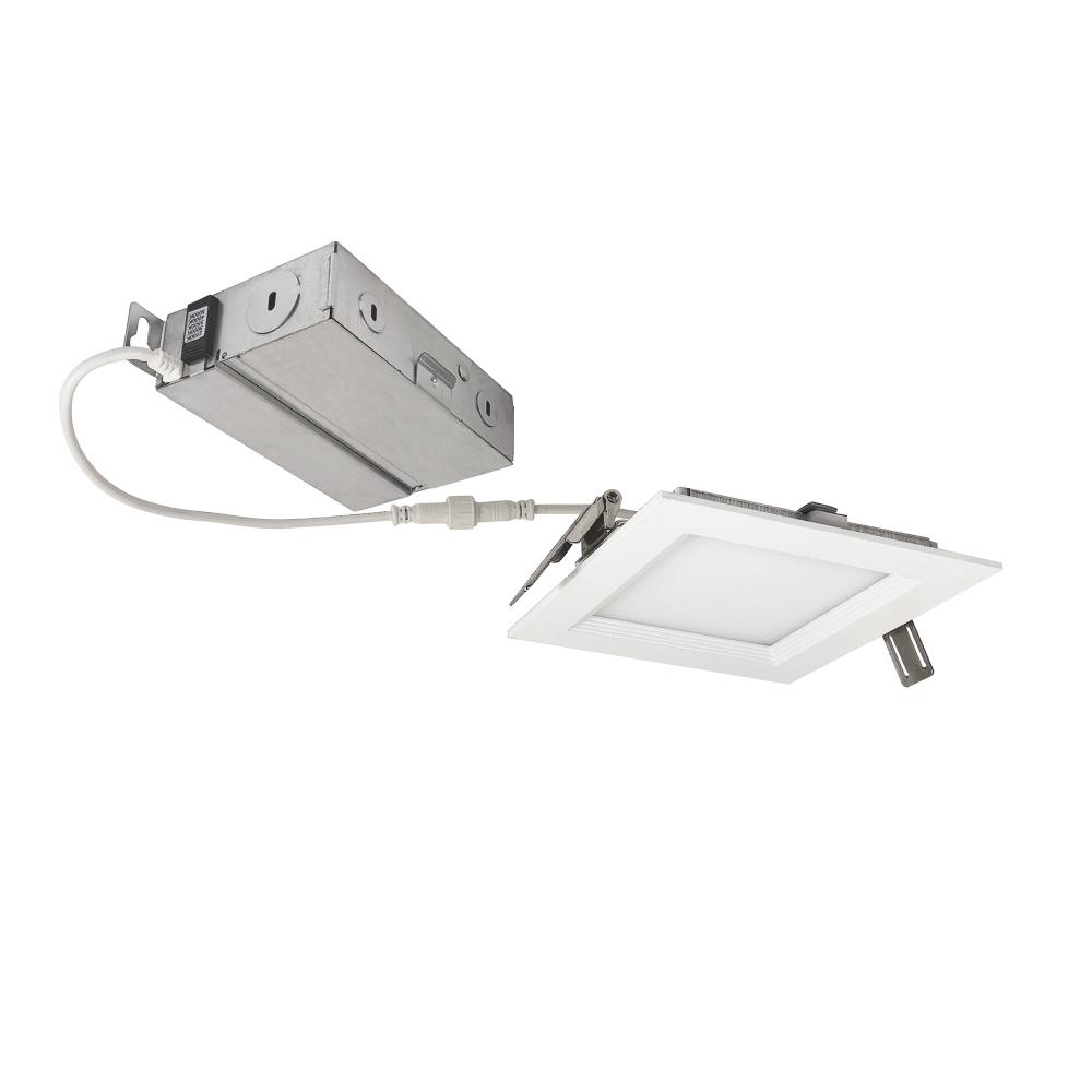 Nora Lighting NEFLINTW-S4MPW 4 in. 120V Triac & ELV E-Series FLIN Square LED Downlight Selectable 5CCT Trim, Matte Powder White