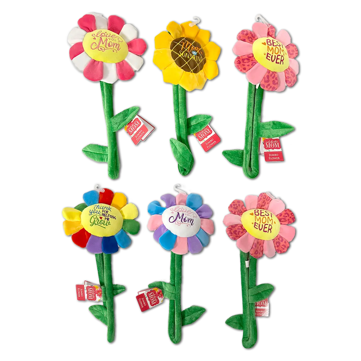 25528 36 in. Assortment Plush Daisy Flower, 6 Piece per Pack