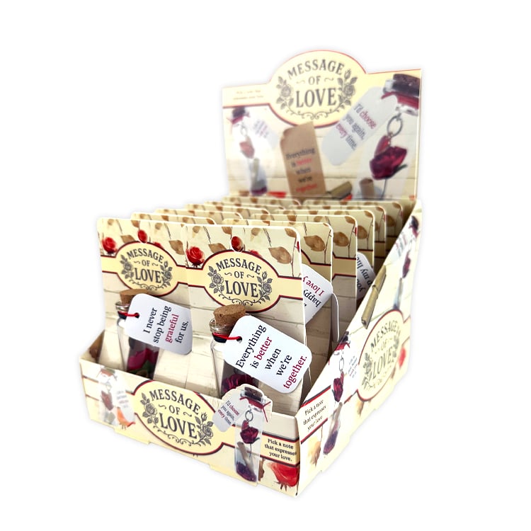 26083 Rose with Message of Love in a Bottle, 12 Piece per Retail Ready Display