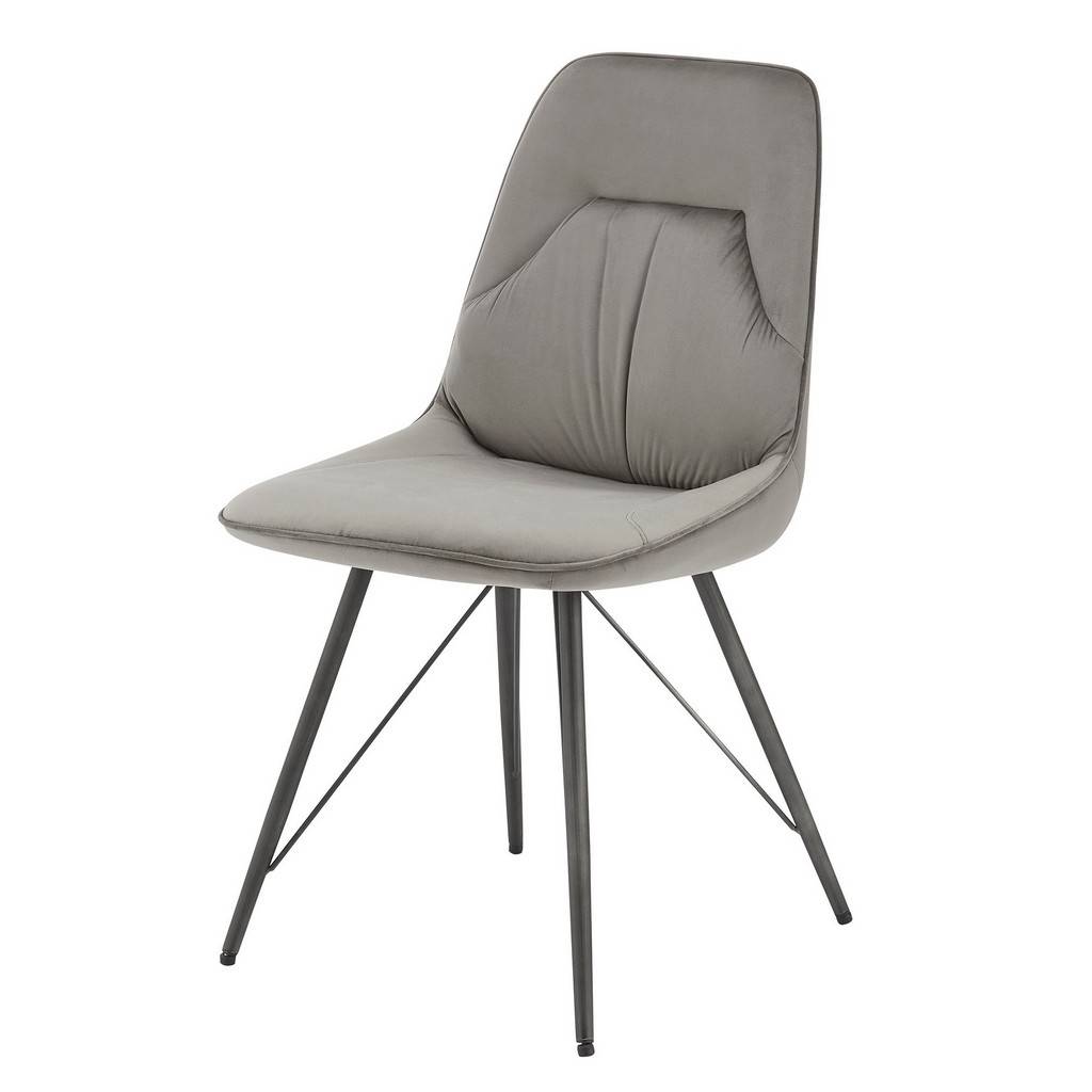 Picture of New Pacific Direct 1060021-363 35.5 x 19 x 24 in. Pablo Velvet Fabric Dining Side Chair, Gravel Gray - Set of 2