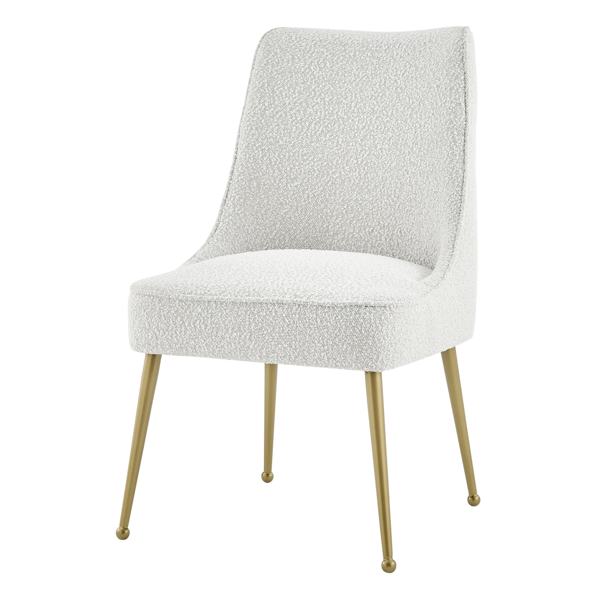 1250026-563 Cedric Fabric Dining Side Chair Gold Legs, Boucle Beige - Set of 2 -  New Pacific Direct