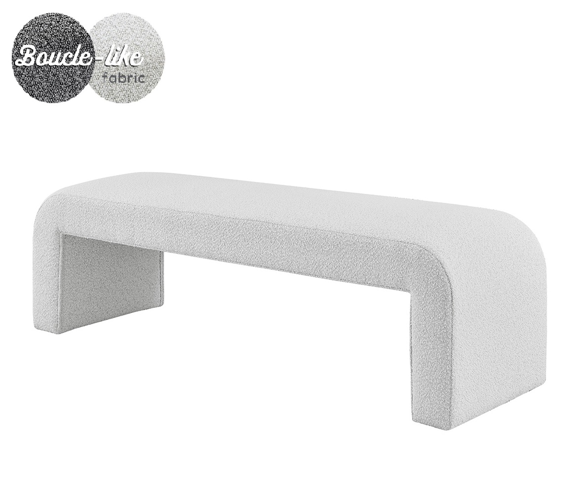 1250045-563 63 in. Vioreen Fabric Bench, Boucle Beige