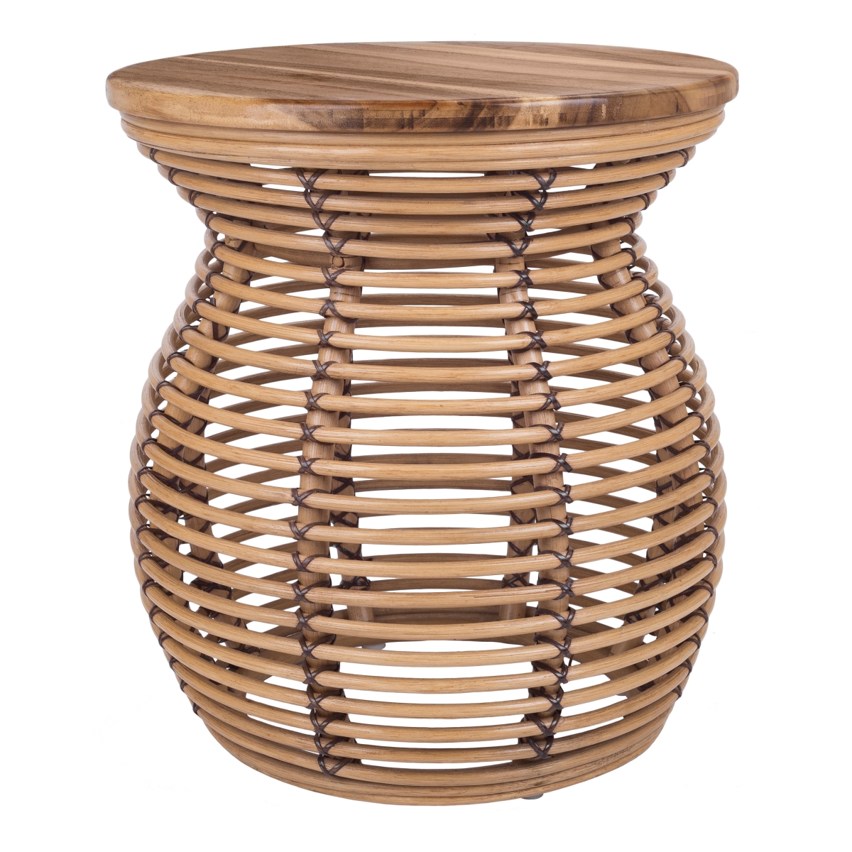 Pacific Direct 3100005-HO Quito Rattan Side & End Table with Wood Top