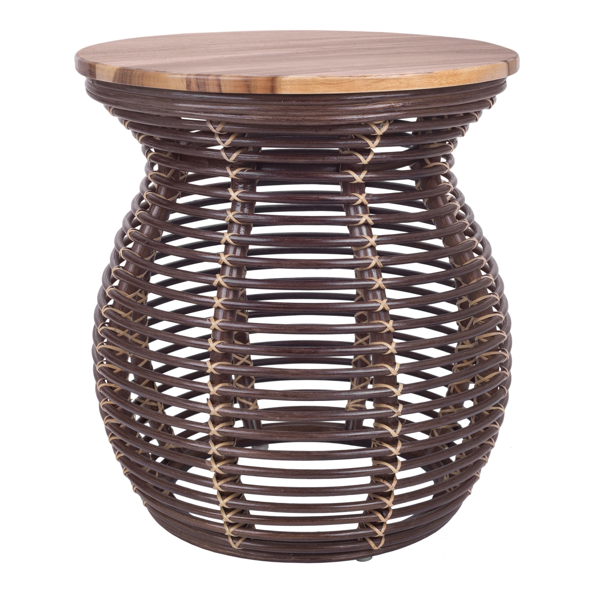 Pacific Direct  Quito Rattan Side & End Table - Paloma Brown - 20in. - Indoor Use - Fully Assembled