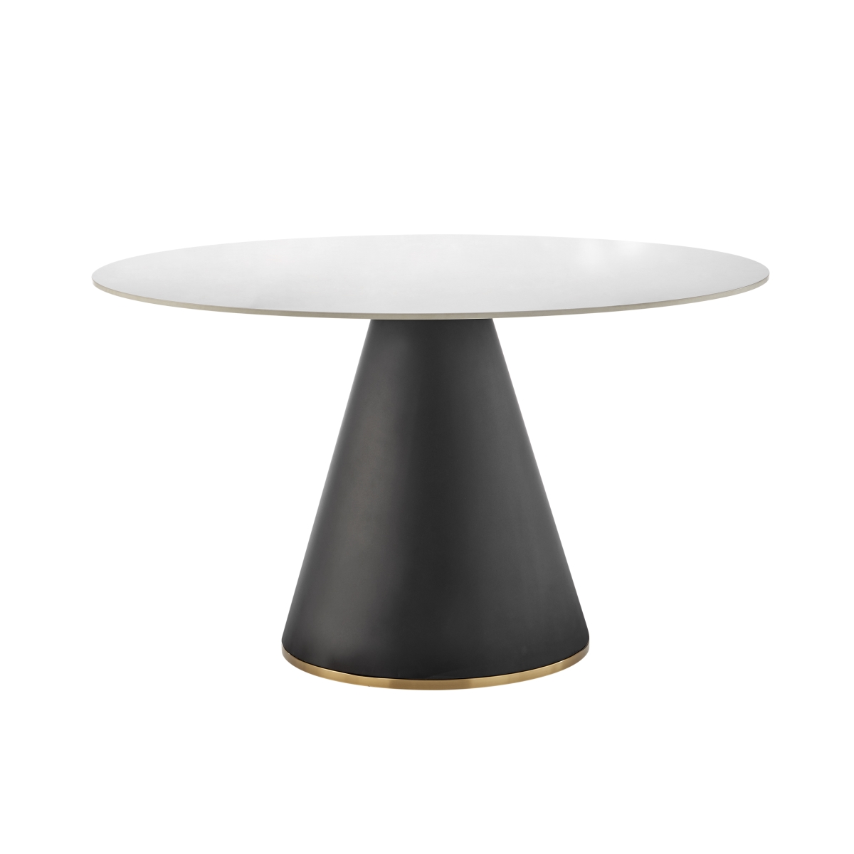 Pacific Direct 1060033 51 in. Geneva Ceramic Top Round Dining Table with Gold Trim